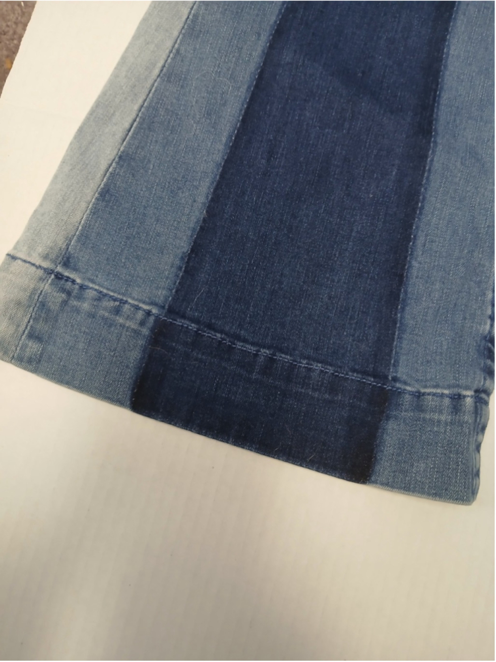 Grace in LA Retro 70's Flare Mid Rise Three Tone Penny Lane Jeans Boho Chic 27 - Picture 6 of 7